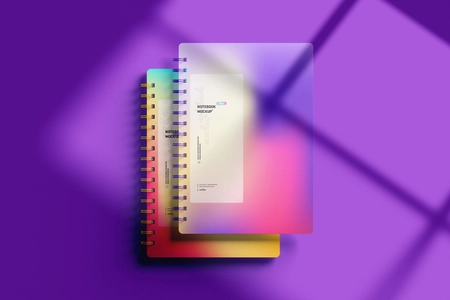 Free Spiral Notebook Mockup With Shadow Overlay