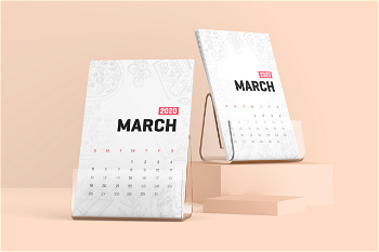 Free Desk Calendar With Plastic Stand Mockup
