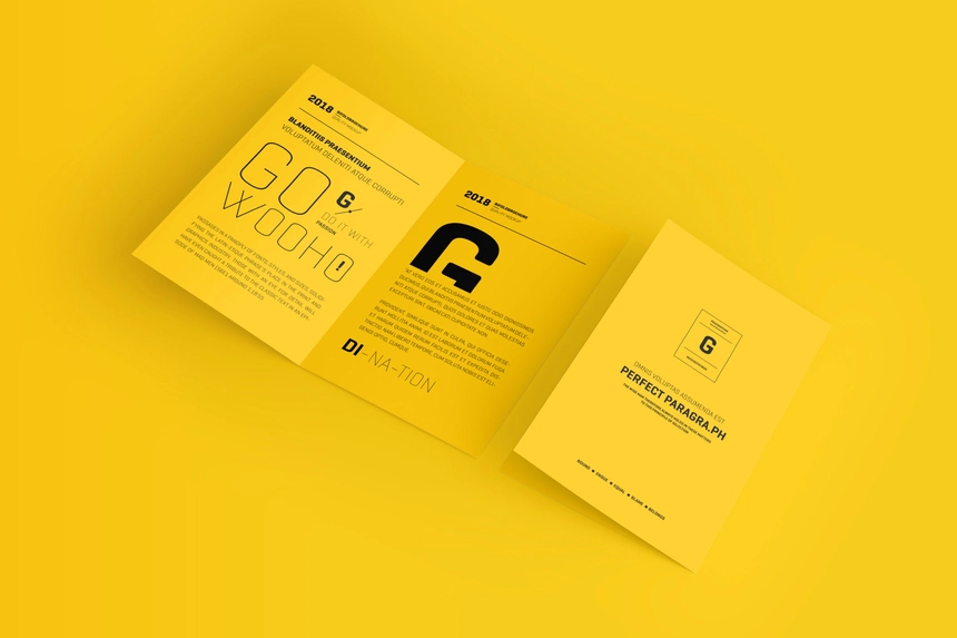 Free US Letter Bifold Brochure PSD Mockup