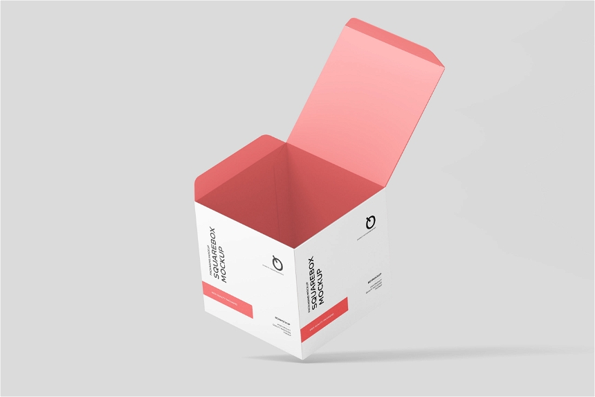 Free Realistic Square Box Mockup | Mockupnest