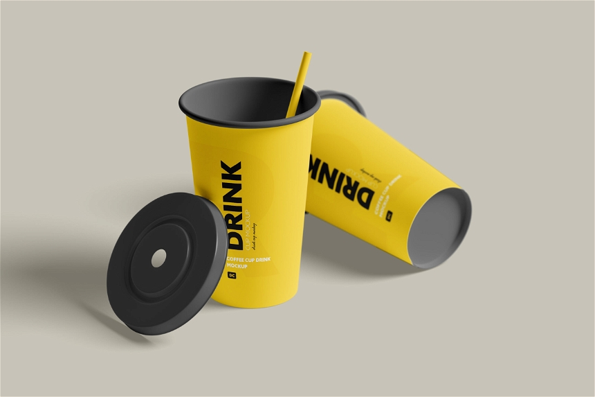 Free Paper Drink Cup Mockup