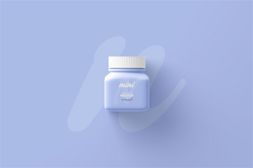 Free Small Square Pill Bottle Mockup