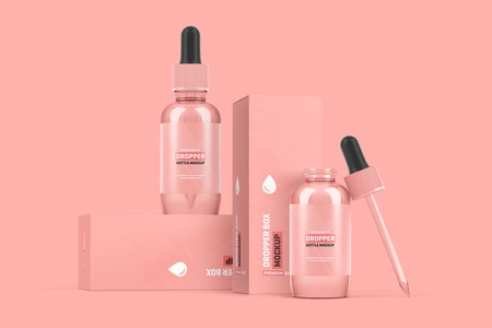 Free Dropper Bottle Packaging Mockup