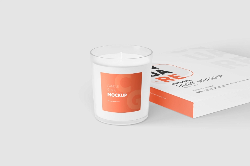 Free Clean Transparent Candle Glass Mockup