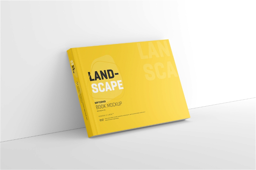 Free Softcover Landscape Book Cover Mockup