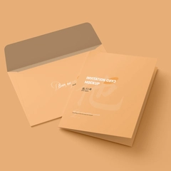 Free Folded Invitation Card Mockup With Envelope