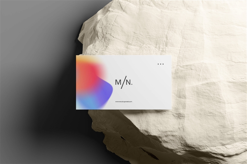 Free Business Card Mockup With White Rock