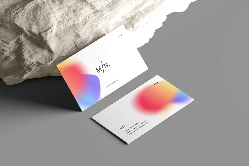 Free Business Card Mockup With White Rock