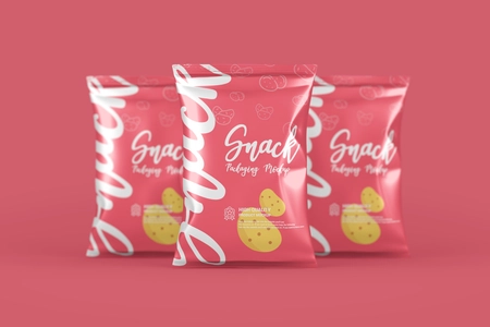 Chips Snacks Foil Pack PSD Packaging Mockup