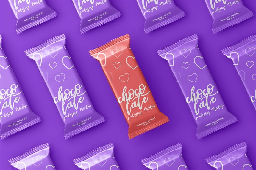 Free Chocolate Candy Bar Packaging Mockup