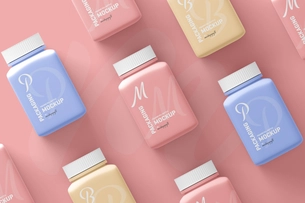 Square Pill Bottle Mockup