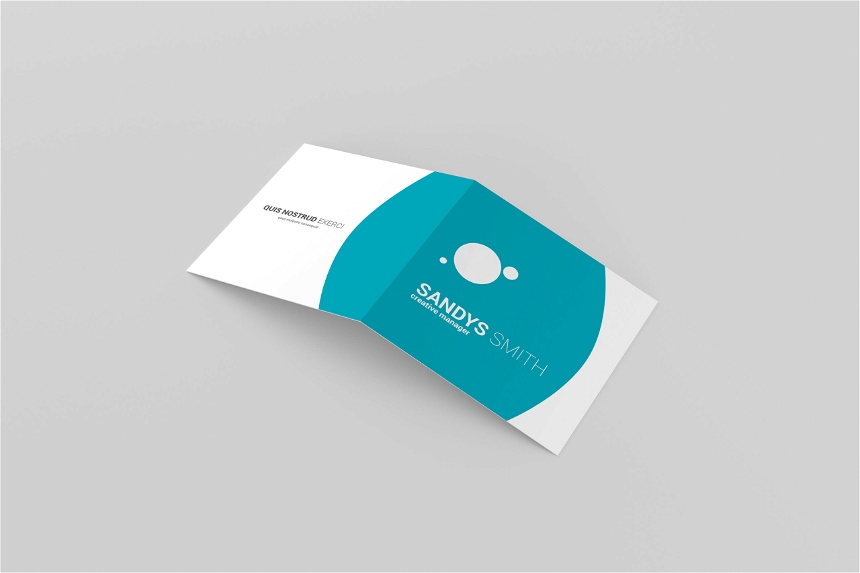Free Square Fold Business Card Mockup