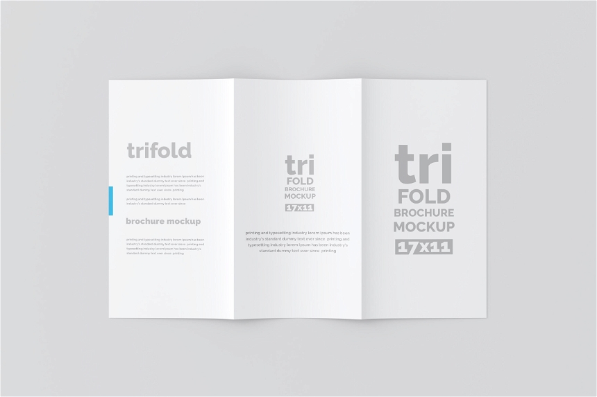 Free 17×11 Trifold Brochure Mockup