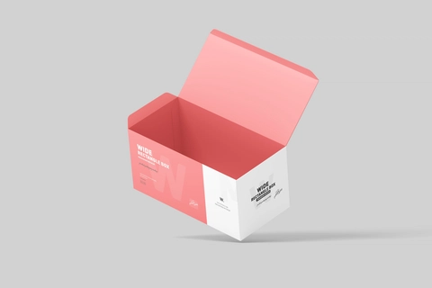 Free Packaging Wide Rectangle Box Mockup | Mockupnest