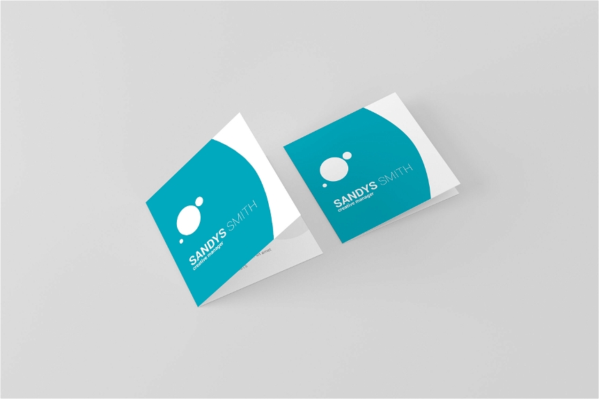 Free Square Folded Business Card Mockup