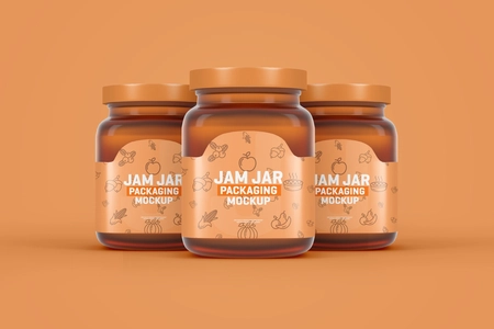 Free Jam Jar Packaging PSD Mockup