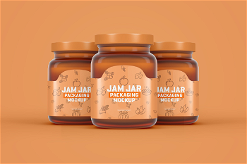 Free Jam Jar Packaging PSD Mockup