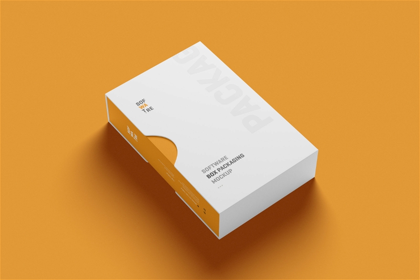 Free Software Box Mockup With Slip Case