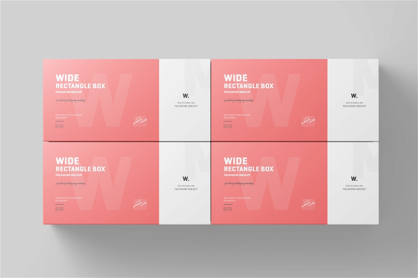 Free Wide Rectangle Box Packaging Mockup