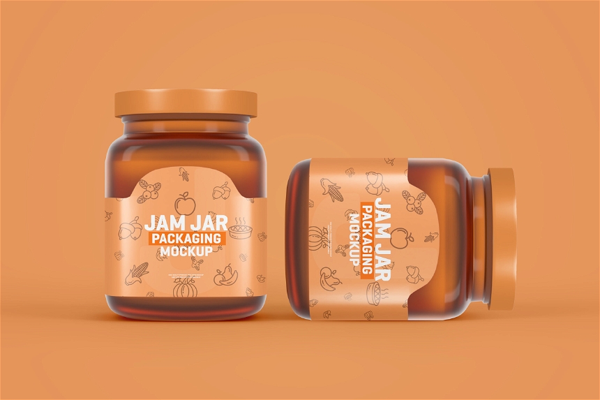 Free Jam Jar Packaging PSD Mockup