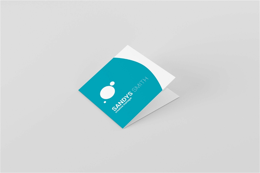 Free Square Fold Business Card Mockup