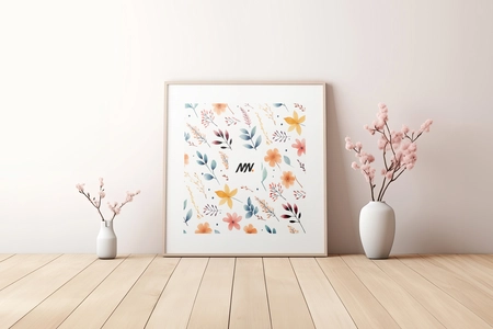 Free Square Wall Frame Mockup