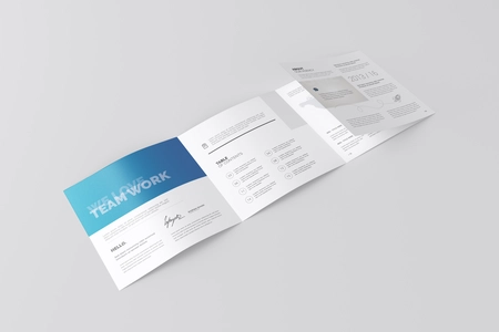 Free Square 4-Fold Brochure Mockup