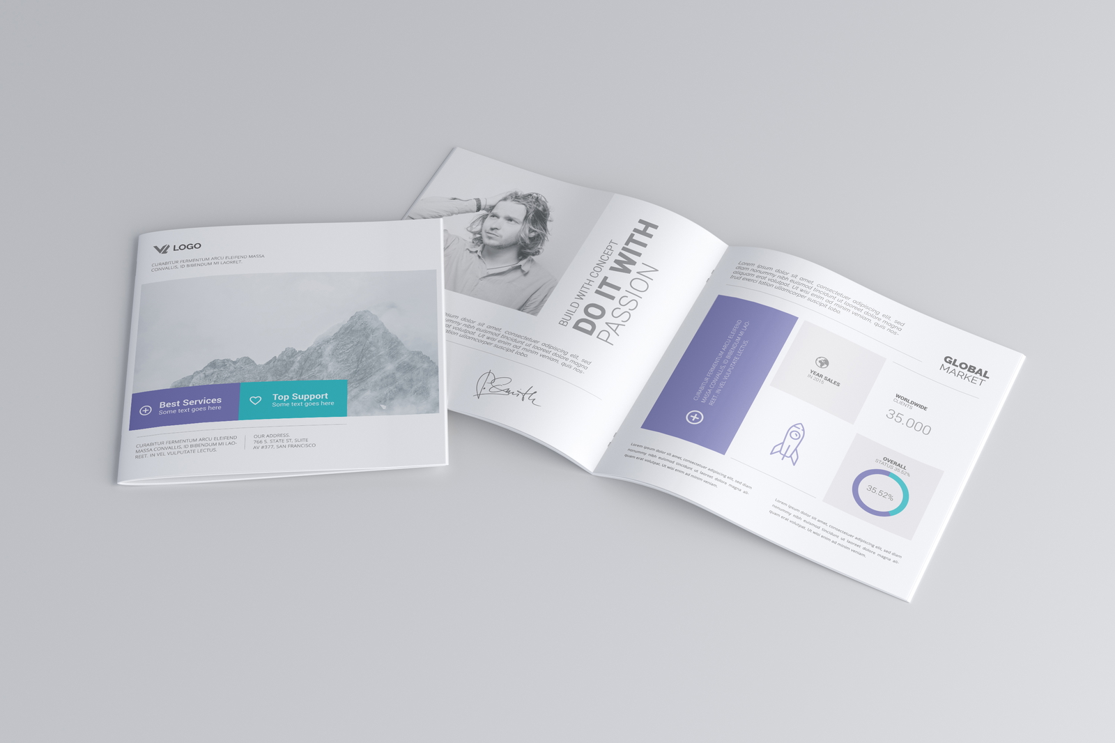 Free Square Brochure Catalog Mockup Mockupnest