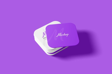 Square Round Corner Business Card Mockup