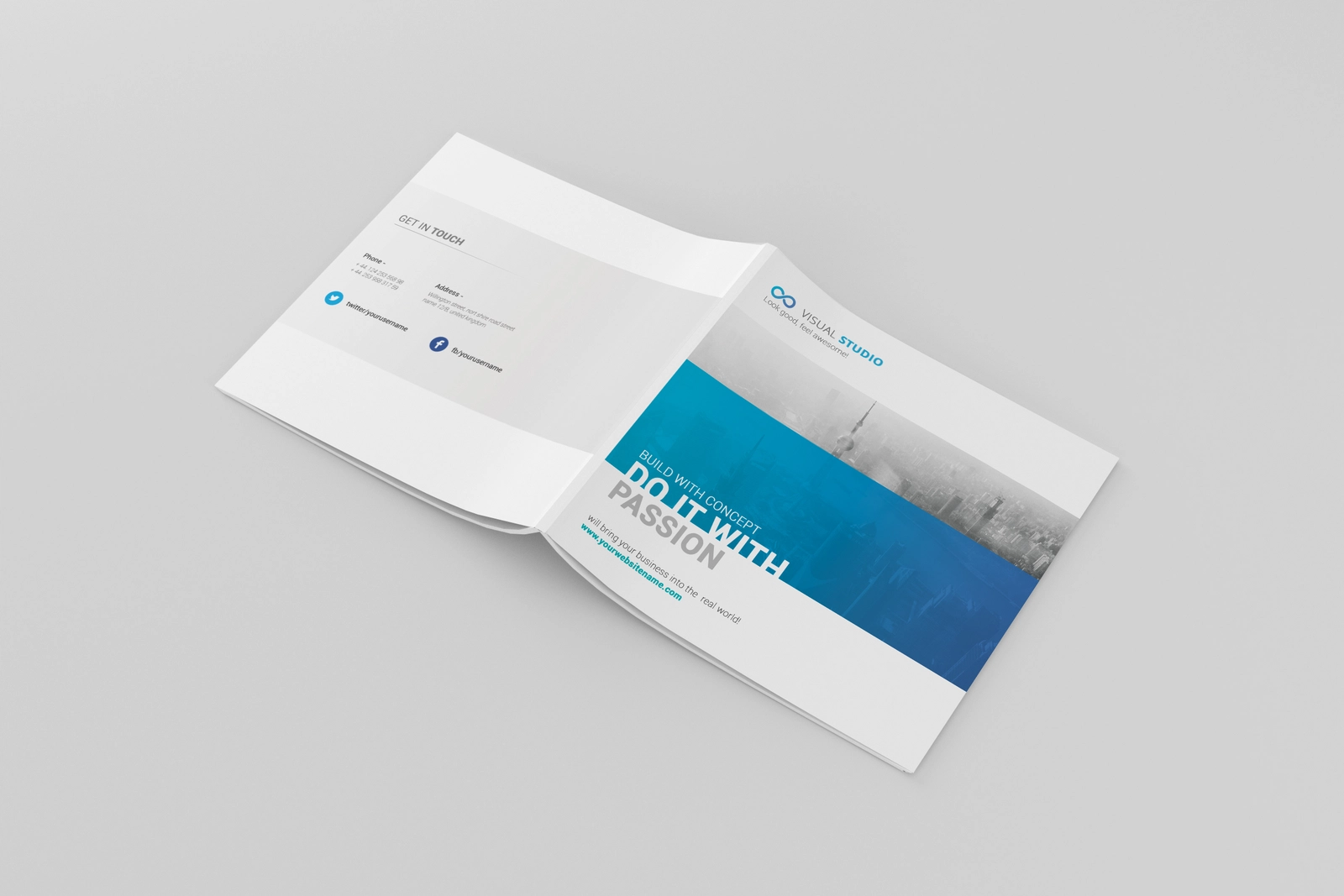 Free Square Magazine Brochure PSD Mockup