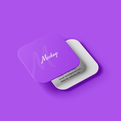 Free Square Rounded Corner Business Card Mockup