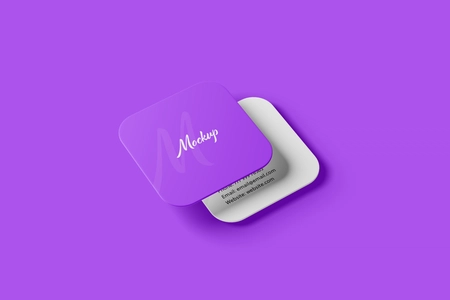 Free Square Rounded Corner Business Card Mockup