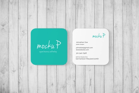 Square Business Card Mockup – Rounded Corner