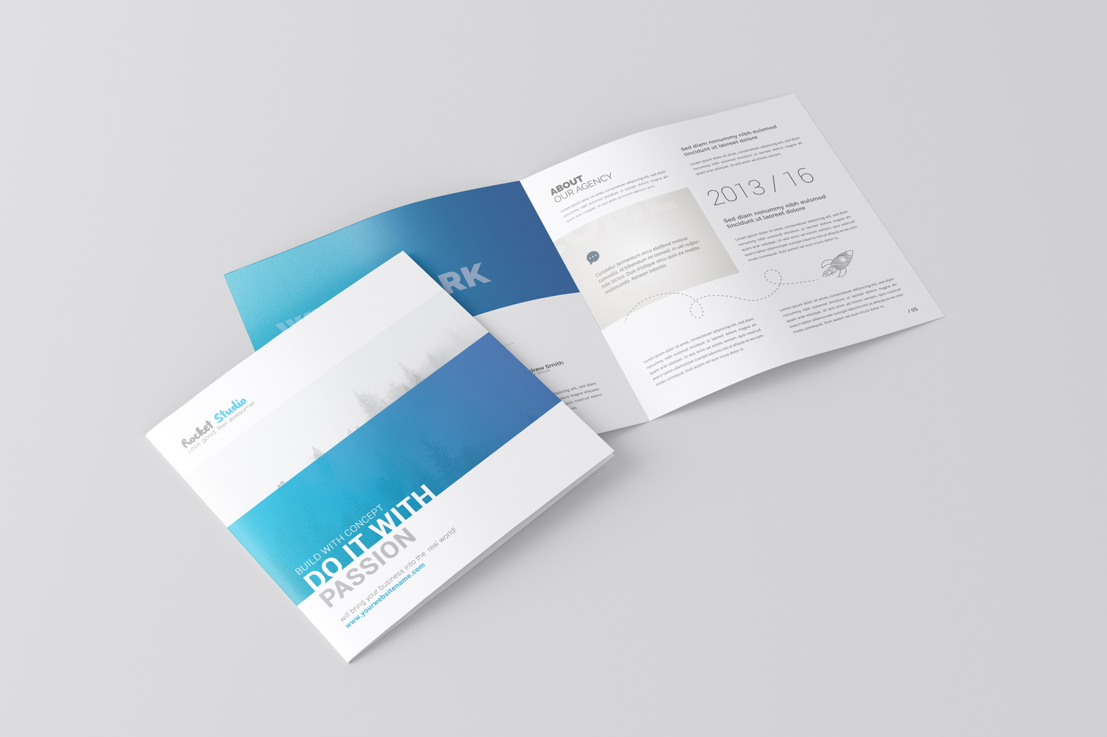 Free Square 2-Fold Brochure Mockup | Mockupnest