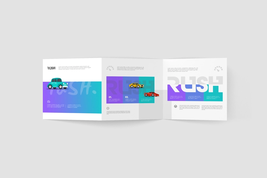 Free Square Z-Fold Brochure Mockup