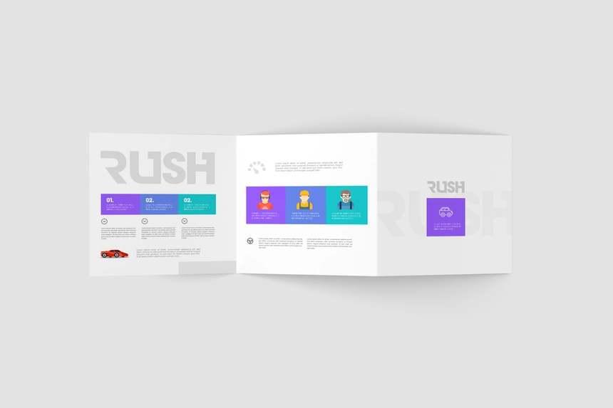 Free Square Z-Fold Brochure Mockup