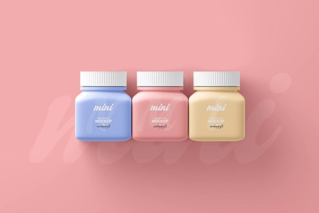 Small Square Pill Bottle Mockup