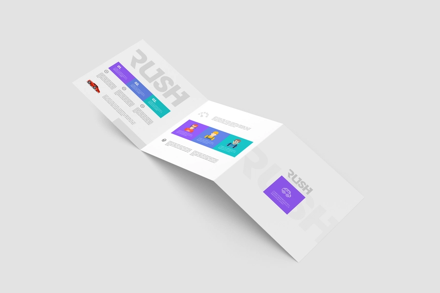 Free Square Z-Fold Brochure Mockup