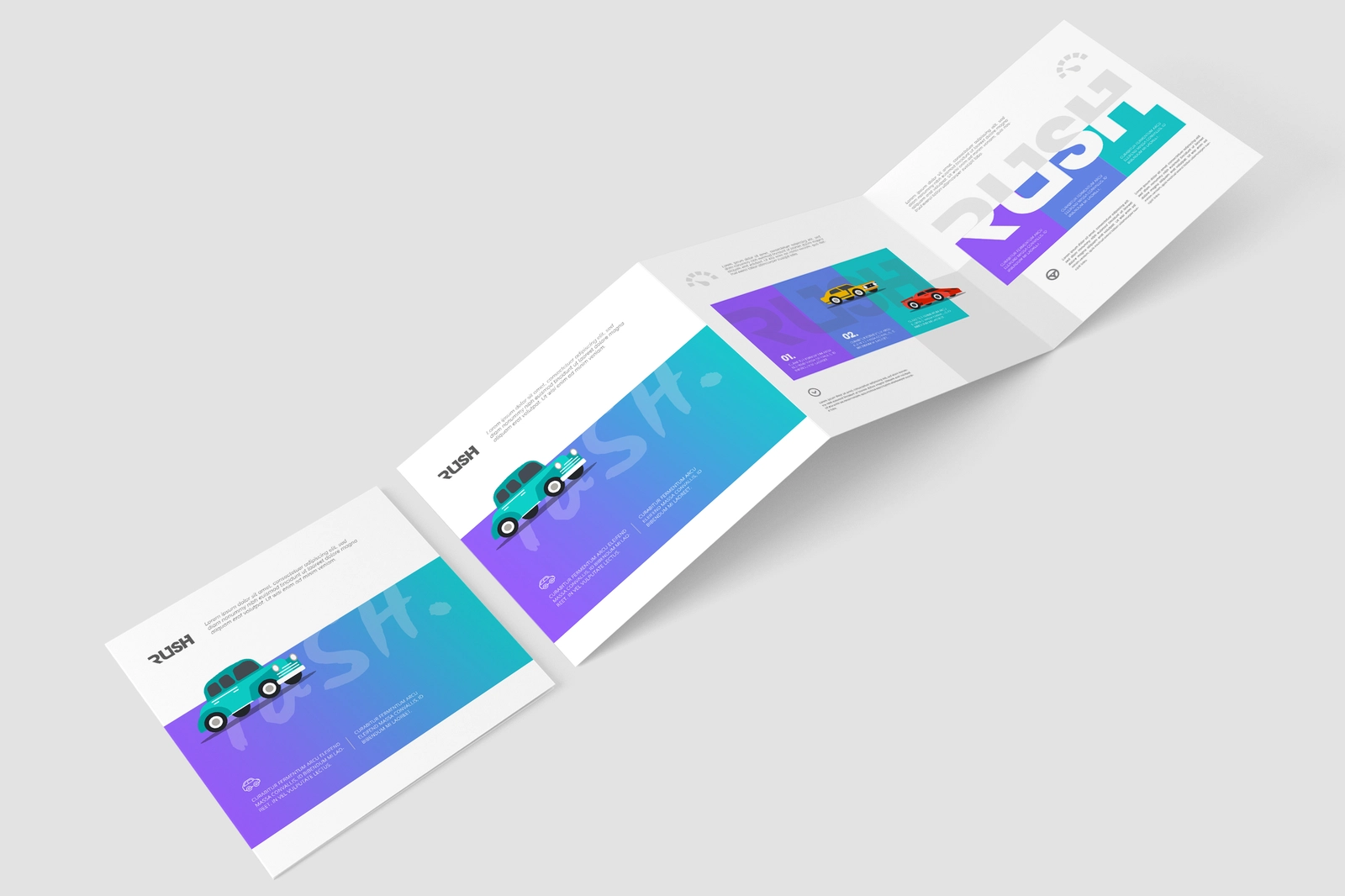 Square Z-Fold Brochure PSD Mockup