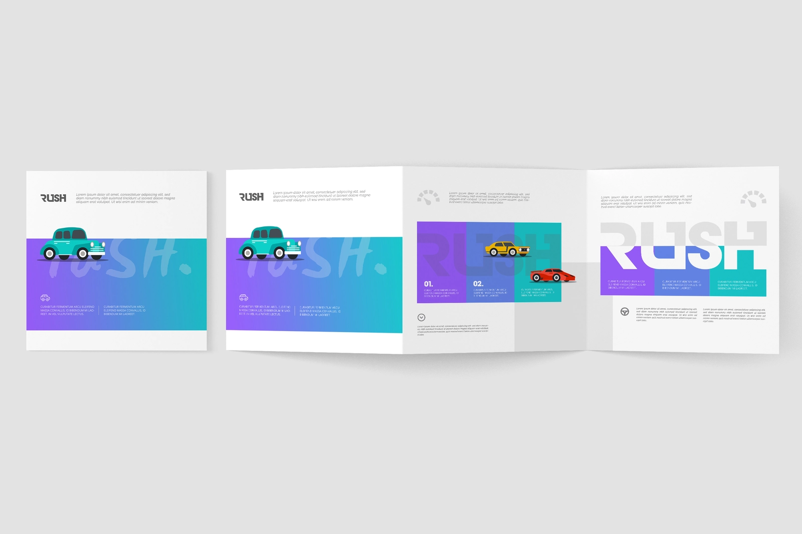 Square Z-Fold Brochure PSD Mockup