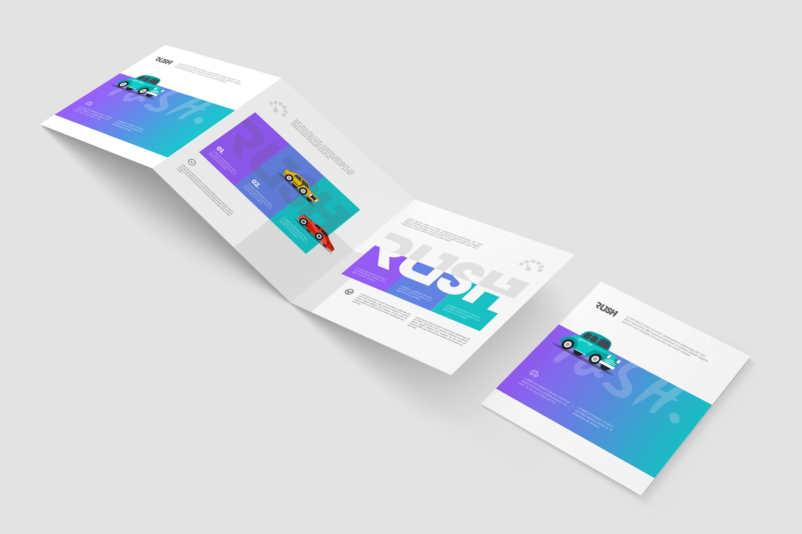 Square Z-Fold Brochure PSD Mockup