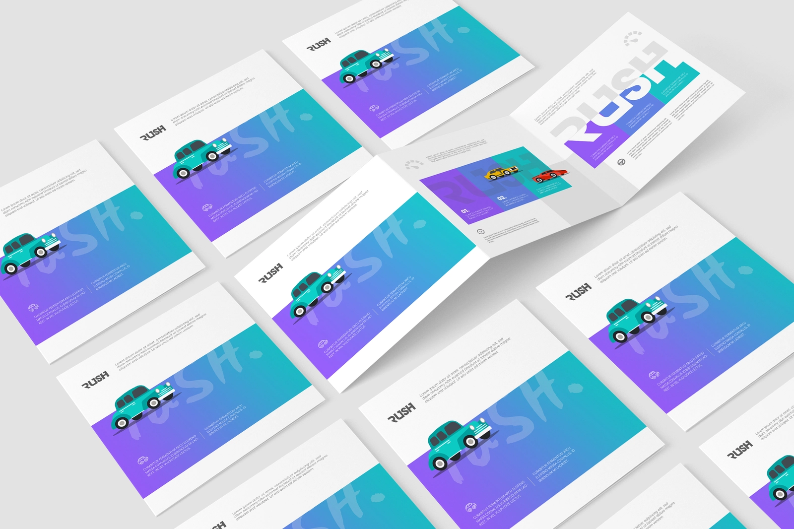 Square Z-Fold Brochure PSD Mockup