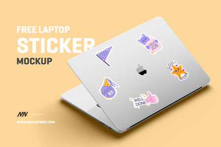 Laptop Sticker Mockup
