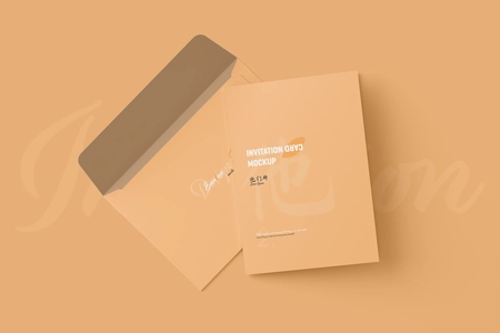 Free A5 Folded Invitation Card Mockup