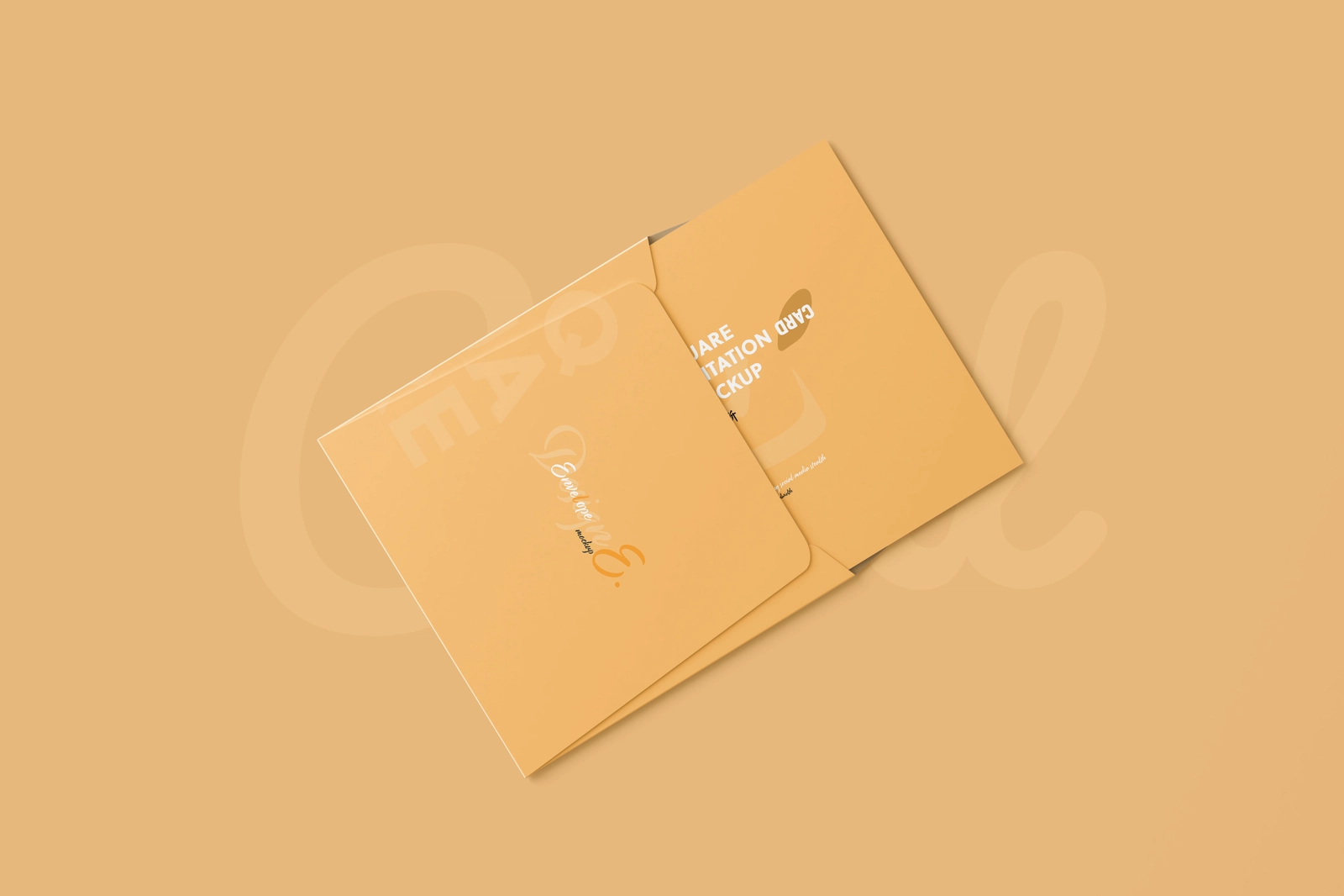 Square Folded Invitation Card Mockup Set