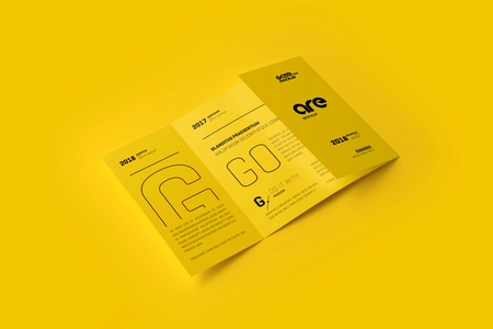 Free Square Gatefold Brochure Mockup
