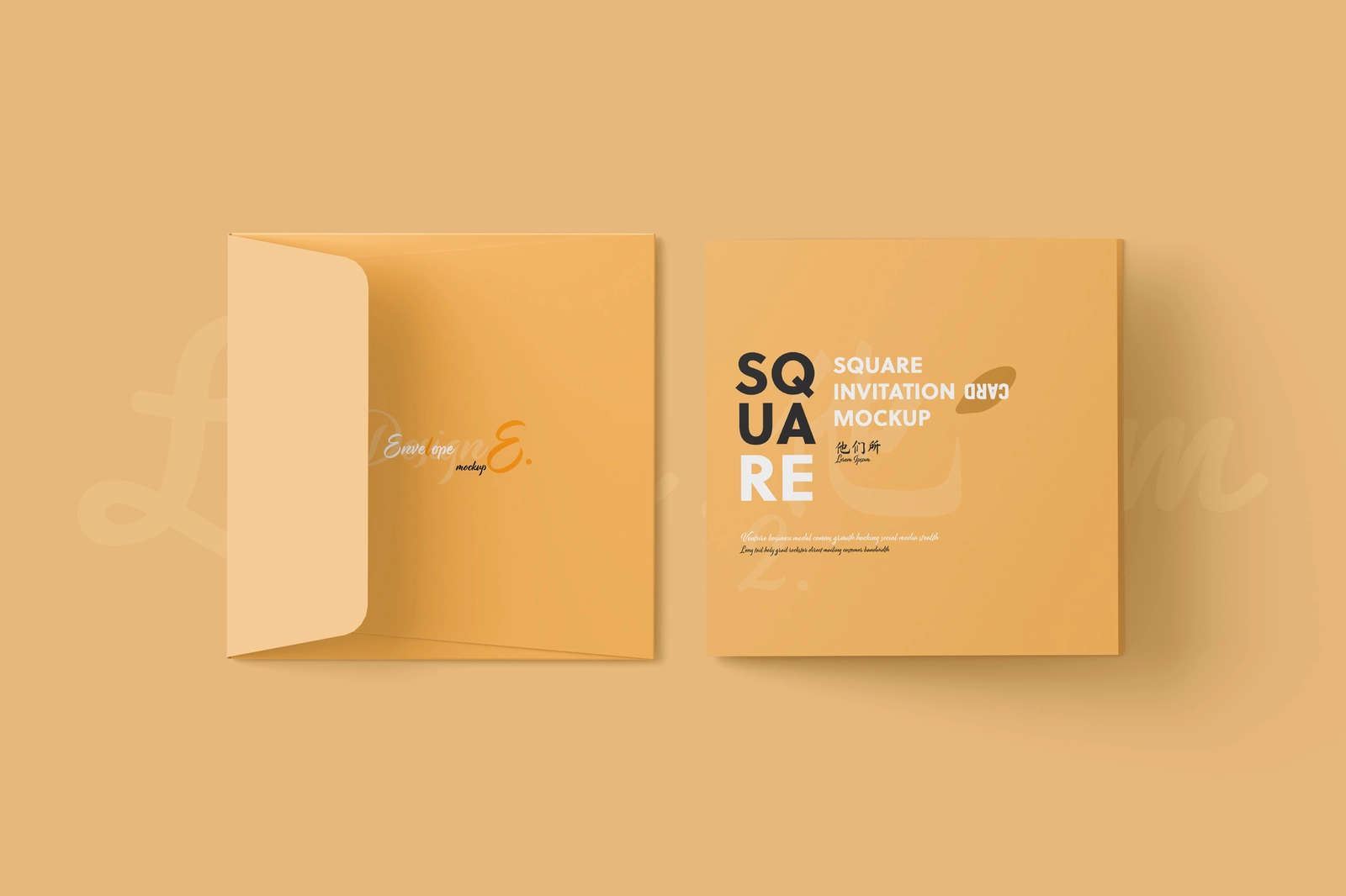 Square Folded Invitation Card Mockup Set