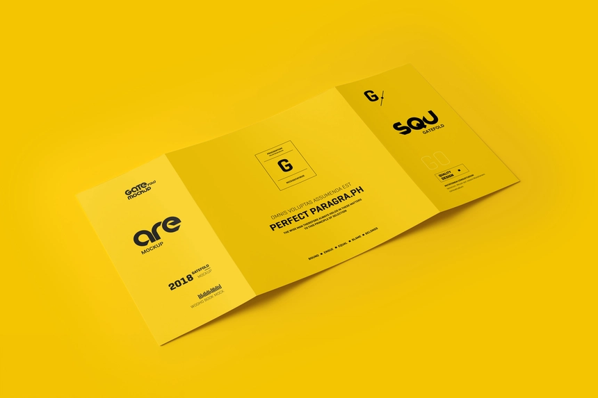 Square Gatefold Brochure Mockup Set