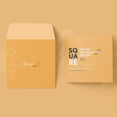 Simple Square Folded Invitation Card Mockup