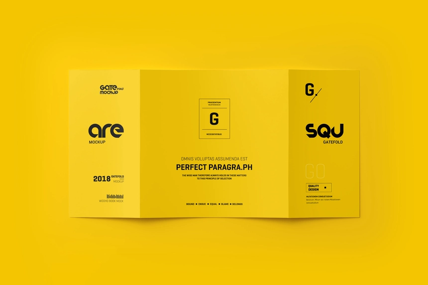 Square Gatefold Brochure Mockup Set